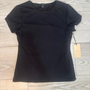 Halogen Womens Short Sleeve Crew Neck Knit Top Black NWT Size S